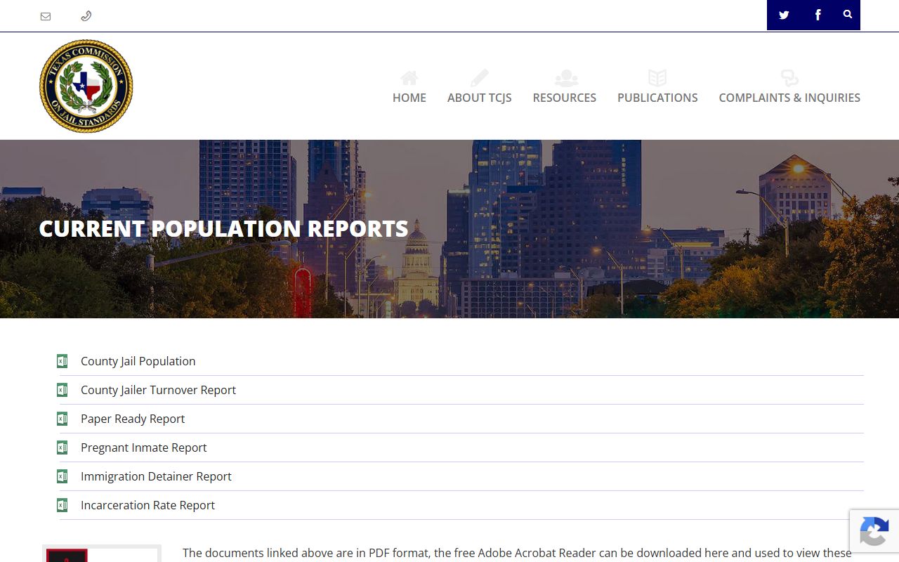 Stonewall County Jail inmate population TCJS reports page