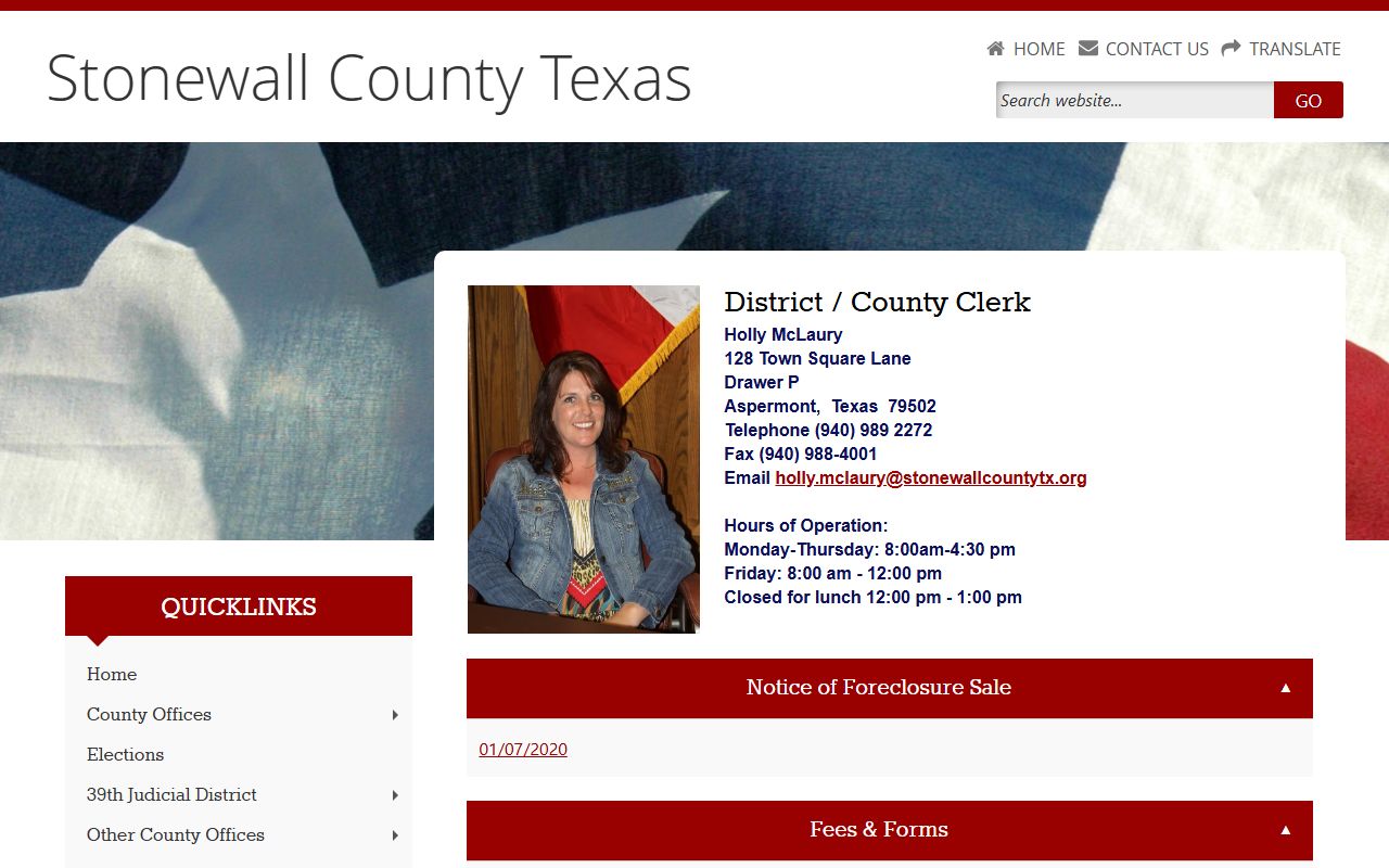 Stonewall County court records after arrest clerk page